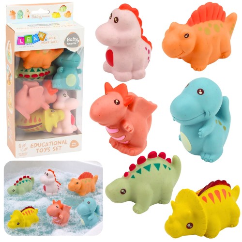 Zestaw Gumowe Dinozaury Edukacyjne Do Kąpieli Zabawy Pastelowe 6 szt.
