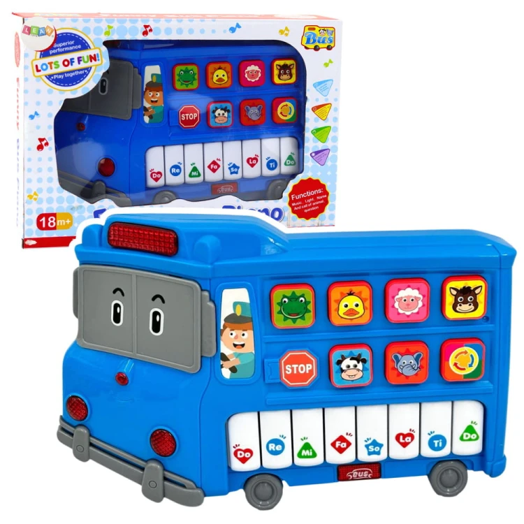 Pianinko Elektryczne Edukacyjne Dla Malucha Autobus Niebieski