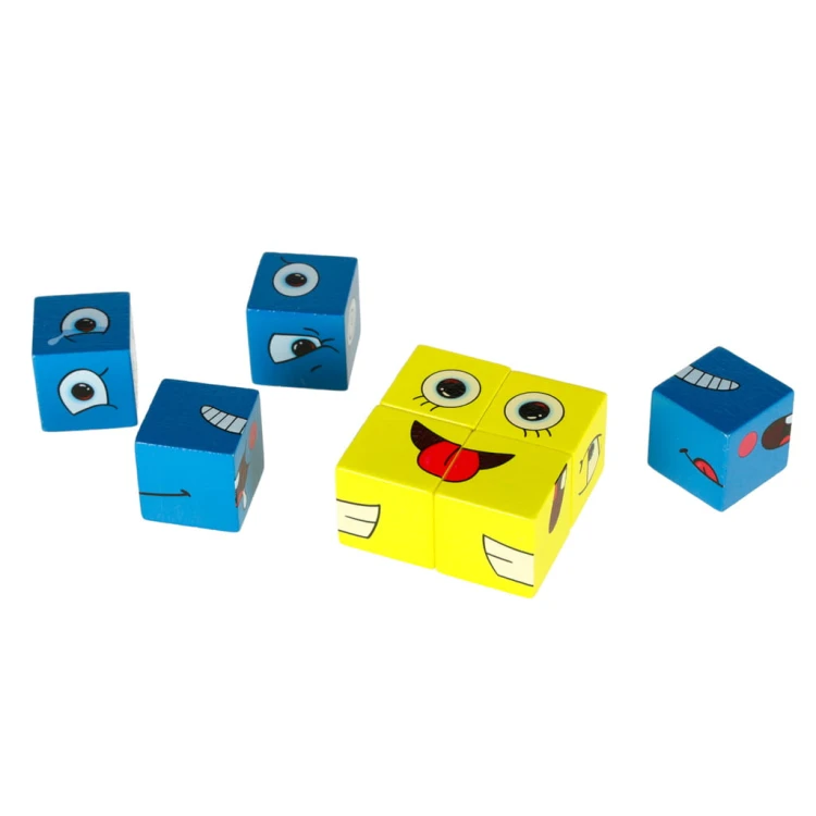 Gra edukacyjne wyzwania nauka emocji klocki drewniane